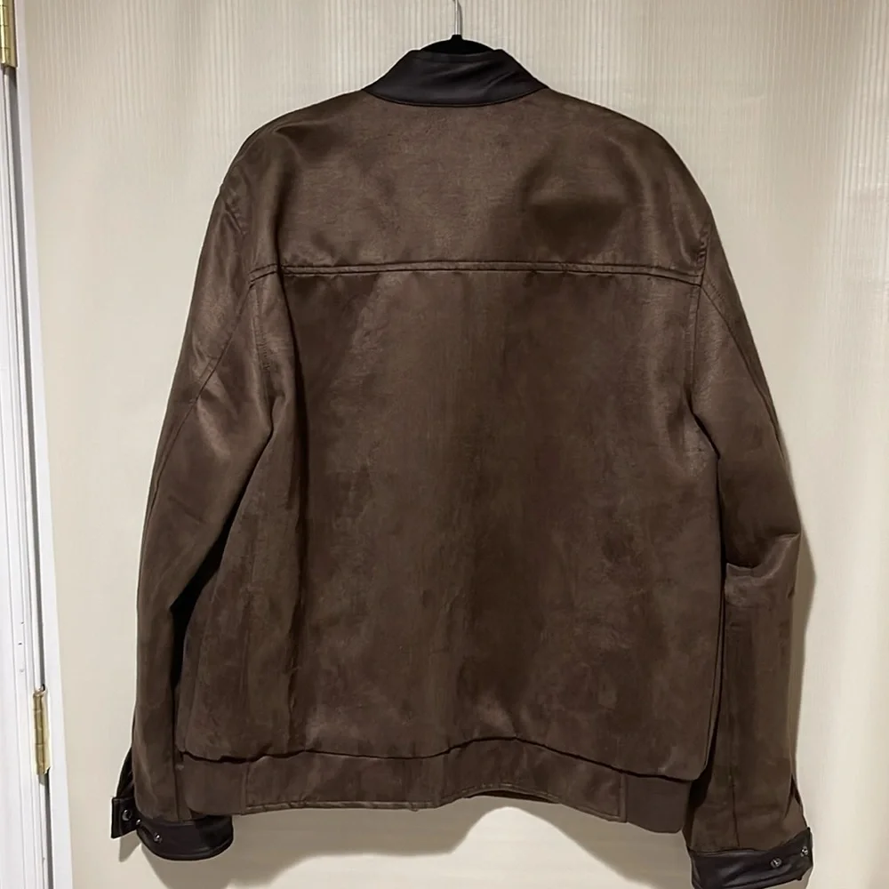 NWOT F COLLECTIONS Men’s Faux Suede Leather Bomber Jacket SZ XXL Made In Italy - Picture 12 of 15
